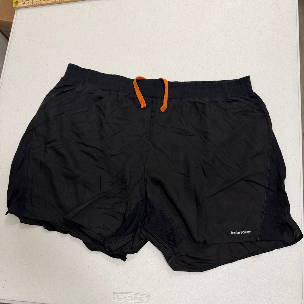 Icebreaker Mens 125 ZoneKnit Athletic Running Shorts Black XL Drawstring 5492